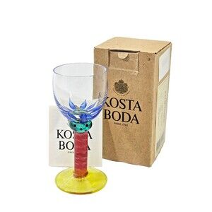 NEW Kosta Boda 24201 Ken Done Palm Trees Liqueur Cordial Glass 4.5" Signed